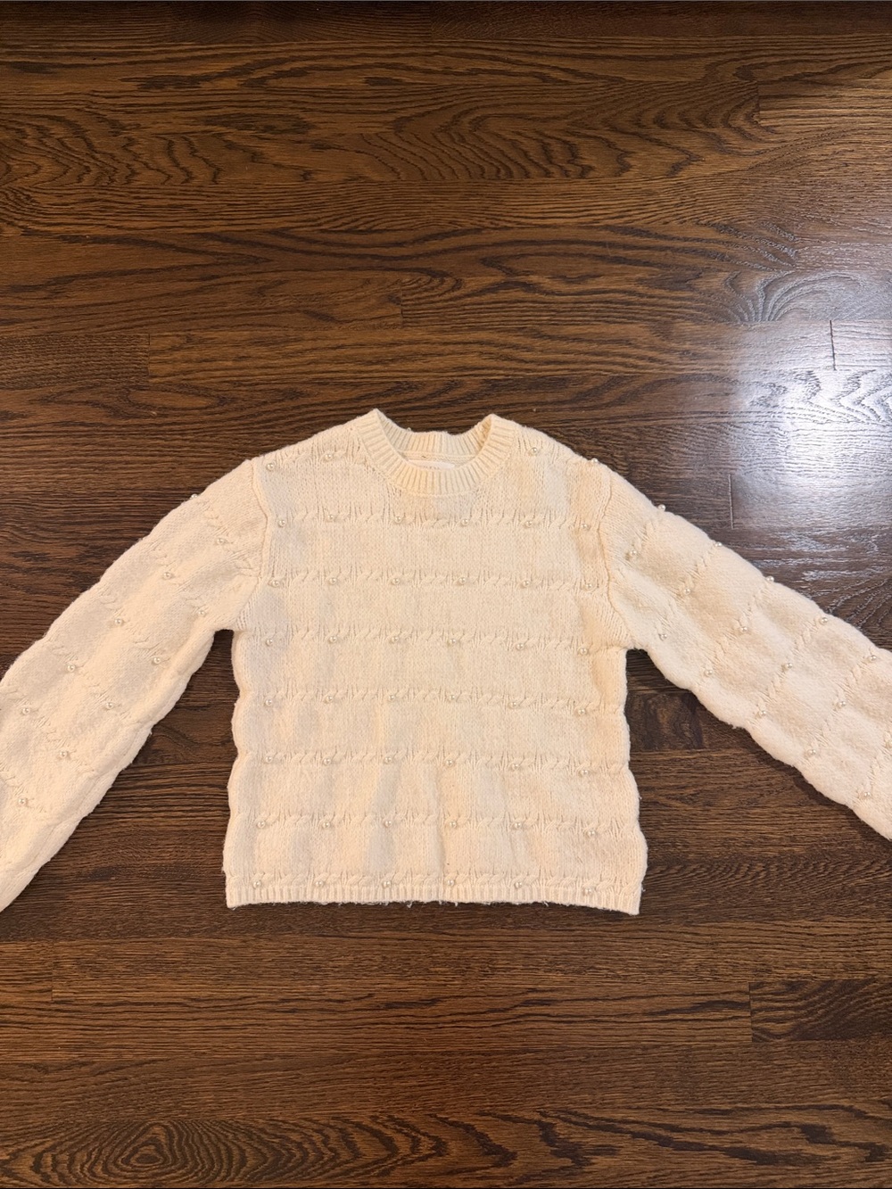 ZARA KIDS Pearl Embellished Cream Sweater